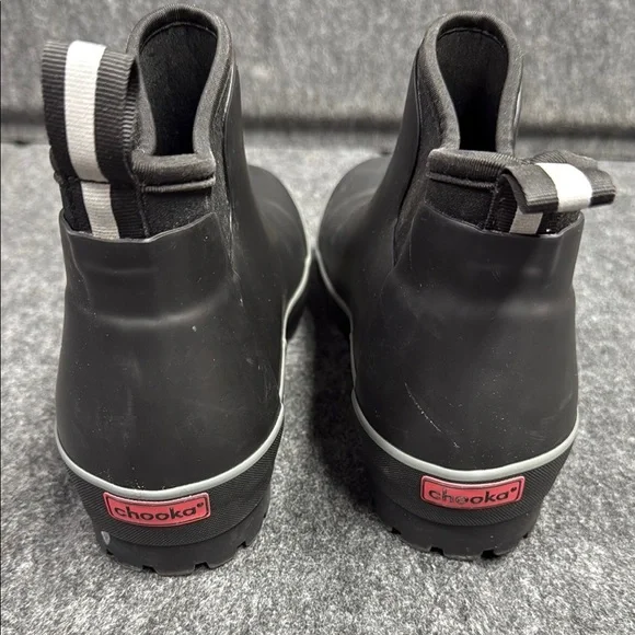 Chooka Black Ankle Boots with Red Accents - Picture 5 of 6